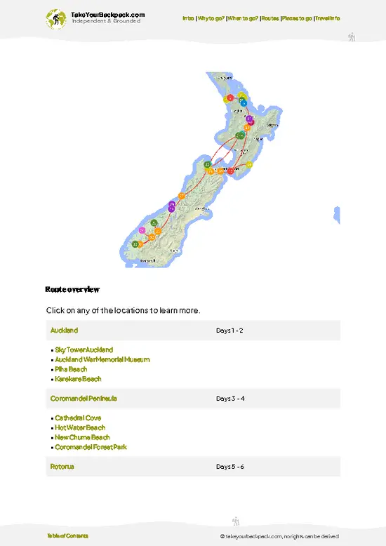 example page 4 from our offline Travel Guide for New Zealand